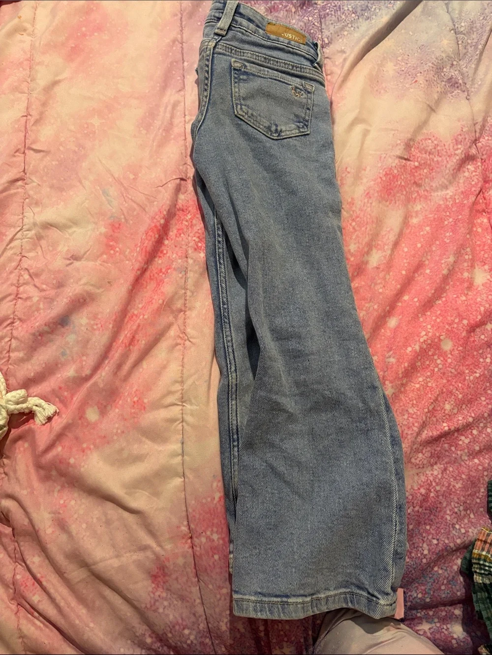 Justice Light Blue Distressed Flare Jeans